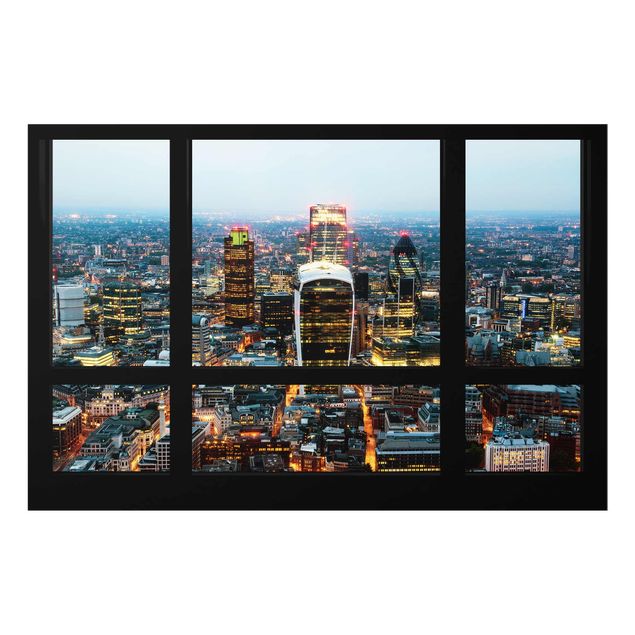 Tavlor arkitektur och skyline Window view illuminated skyline of London