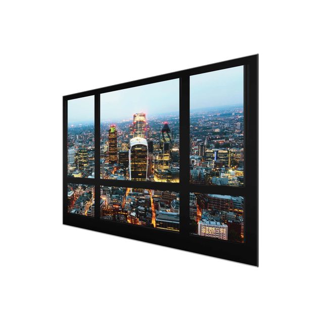 Tavlor modernt Window view illuminated skyline of London