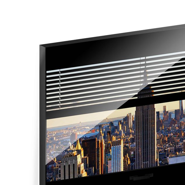 Glas Magnetboard Window View Blinds - Manhattan Evening