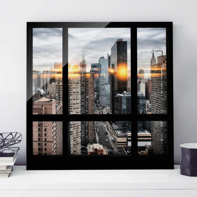 Glastavlor New York Windows Overlooking New York With Sun Reflection