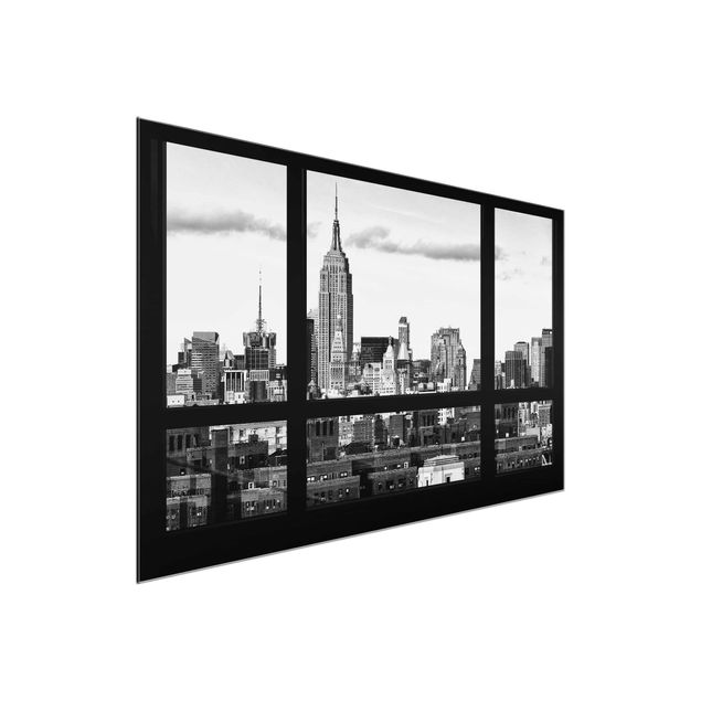 Glastavlor arkitektur och skyline Window Manhattan Skyline black-white