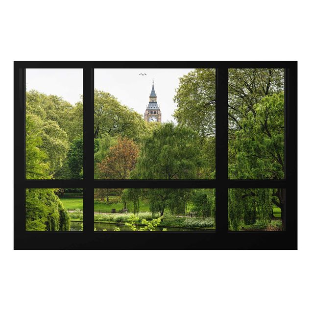 Tavlor arkitektur och skyline Window overlooking St. James Park on Big Ben