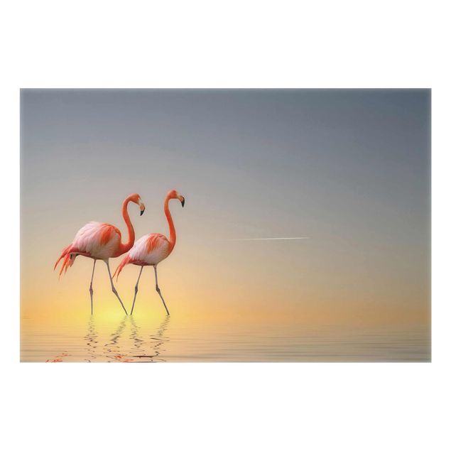 Glastavlor landskap Flamingo Love