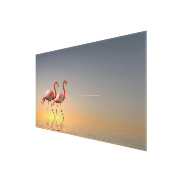 Glastavlor stränder Flamingo Love