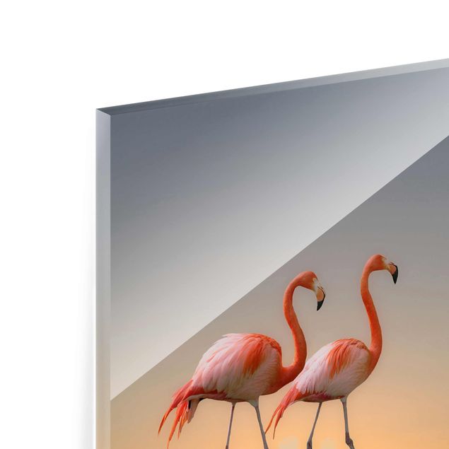 Glastavlor djur Flamingo Love