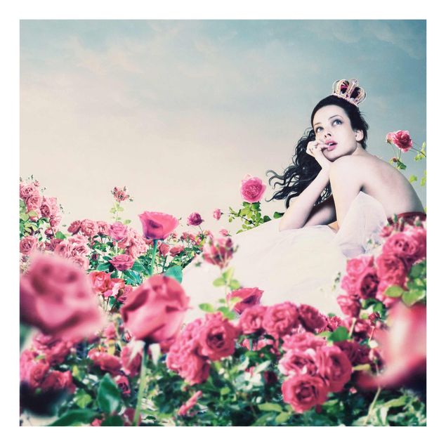 Glastavlor blommor  Woman In The Rose Field