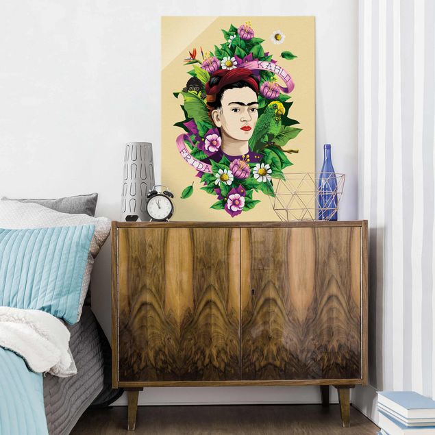Konstutskrifter Frida Kahlo - Frida, Äffchen und Papagei