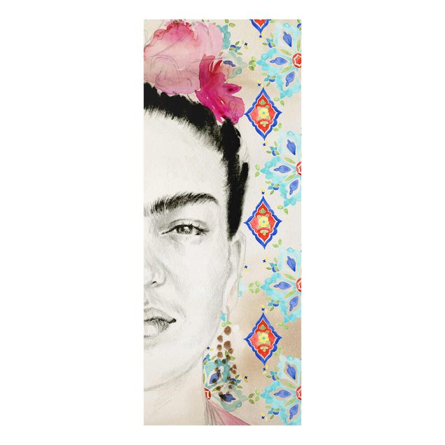 Glas Magnettavla Frida With Pink Flowers I