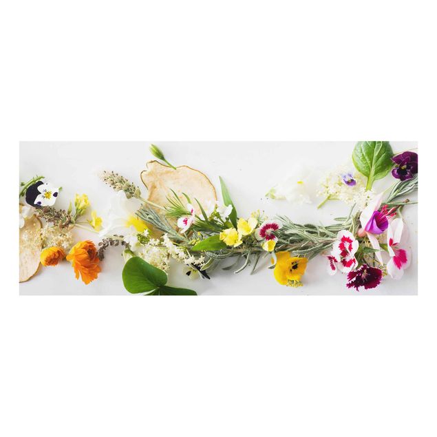 Tavlor färgglada Fresh Herbs With Edible Flowers