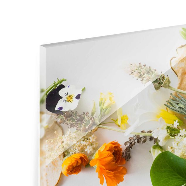Glas Magnetboard Fresh Herbs With Edible Flowers