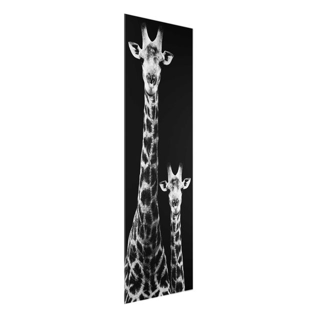 Glastavlor djur Giraffe Duo black & white