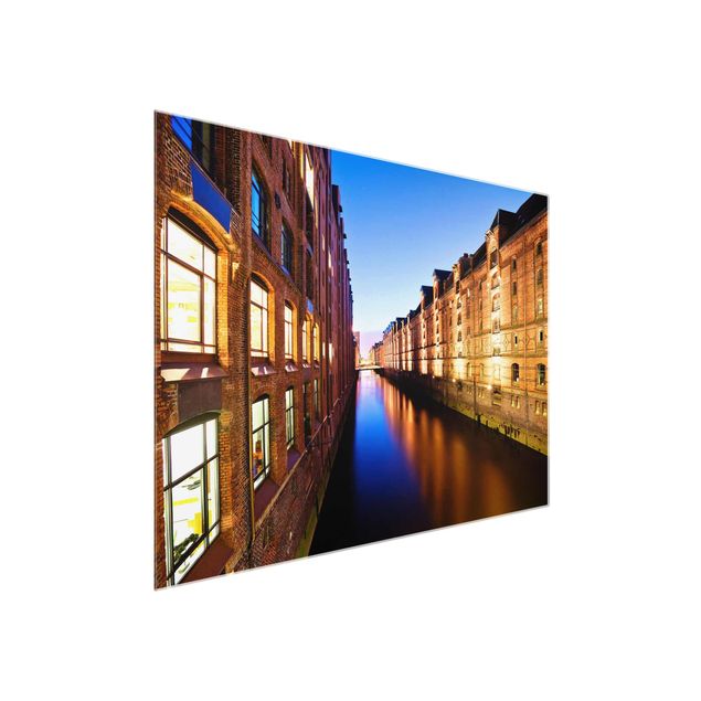 Glastavlor arkitektur och skyline Hamburg Warehouse District