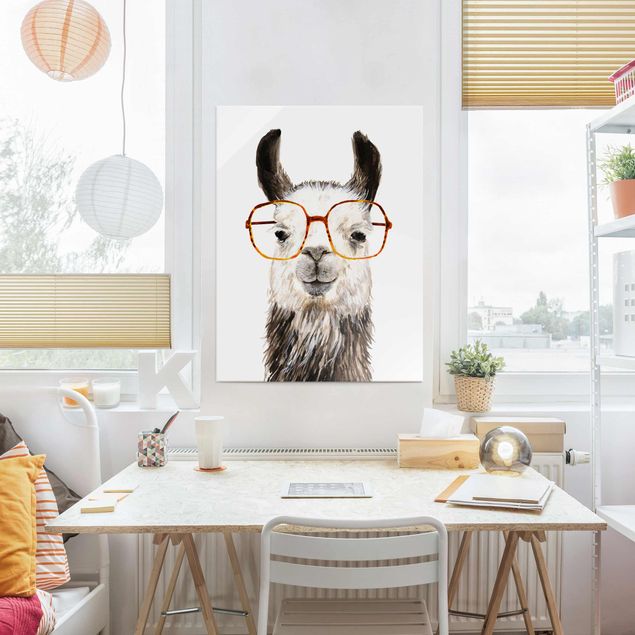 Glastavlor djur Hip Lama With Glasses IV