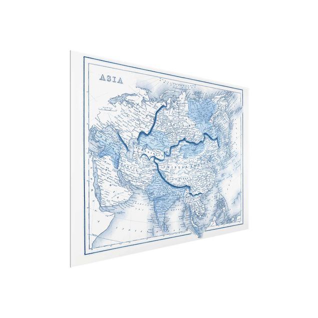 Tavlor retro Map In Blue Tones - Asia
