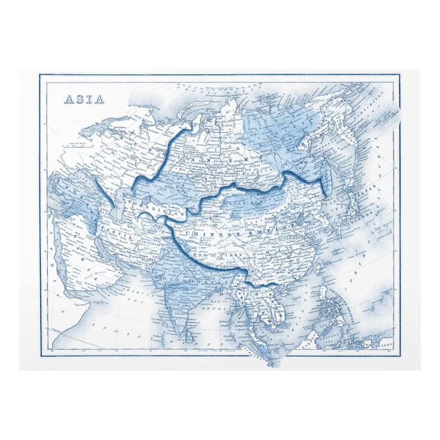 Tavlor blå Map In Blue Tones - Asia