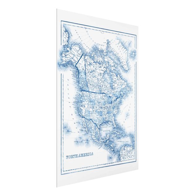 Tavlor modernt Map In Blue Tones - North America