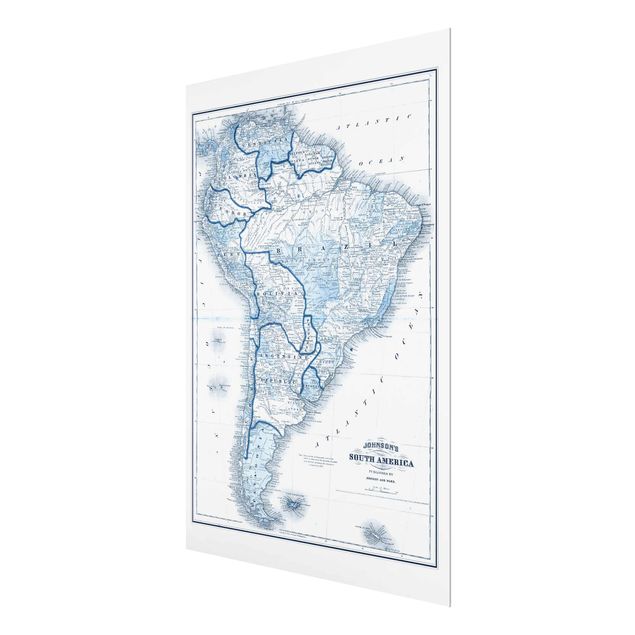 Tavlor Map In Blue Tones - South America