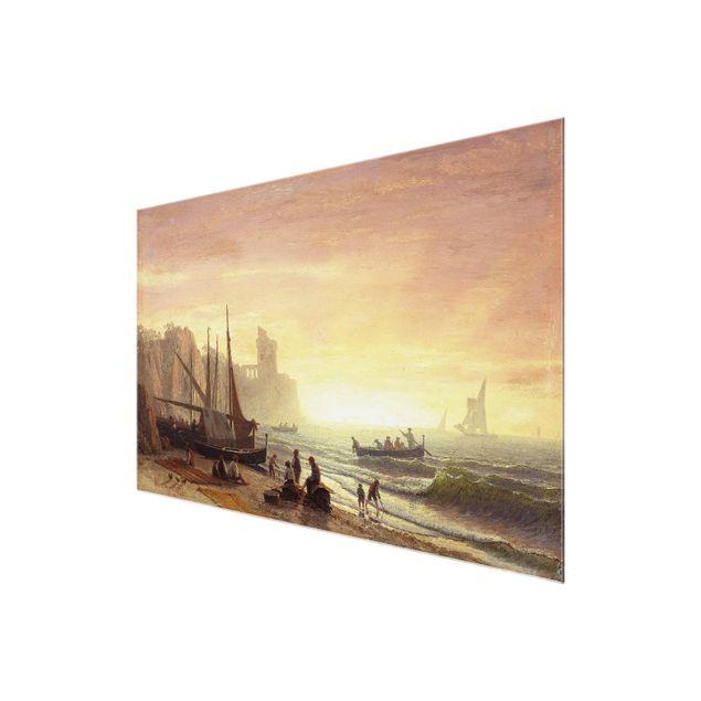 Tavlor landskap Albert Bierstadt - The Fishing Fleet