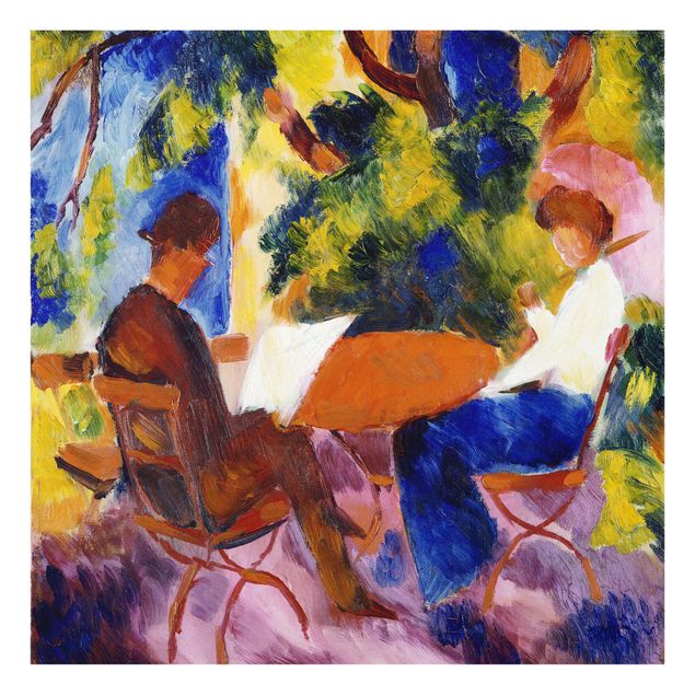 Glastavlor abstrakt August Macke - Couple At The Garden Table