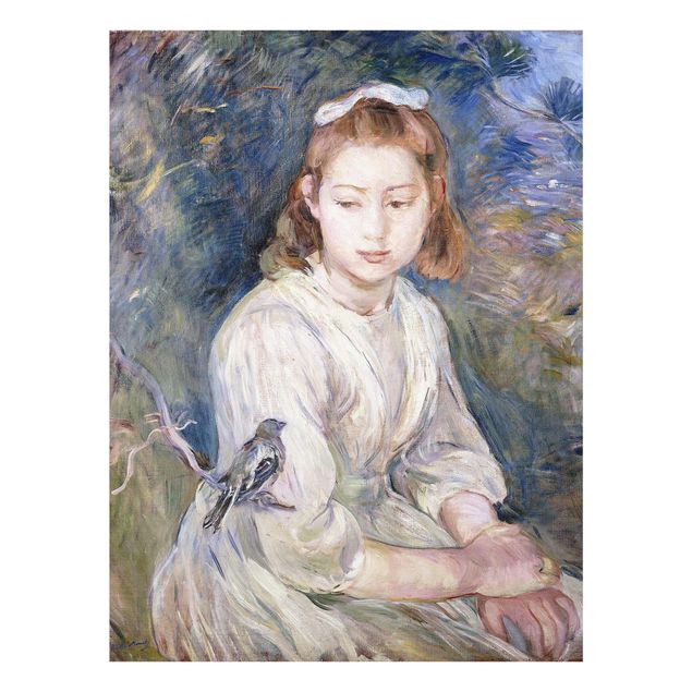 Tavlor porträtt Berthe Morisot - Young Girl with a Bird