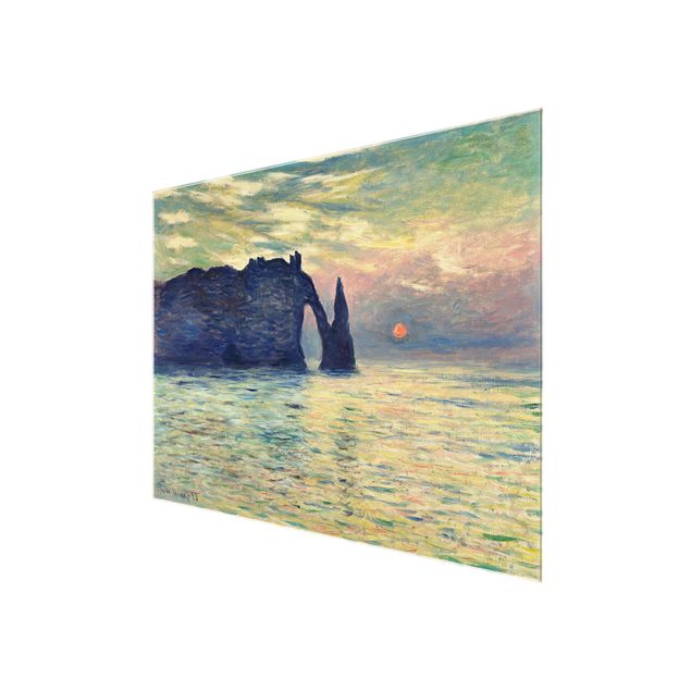 Tavlor landskap Claude Monet - The Cliff, Étretat, Sunset