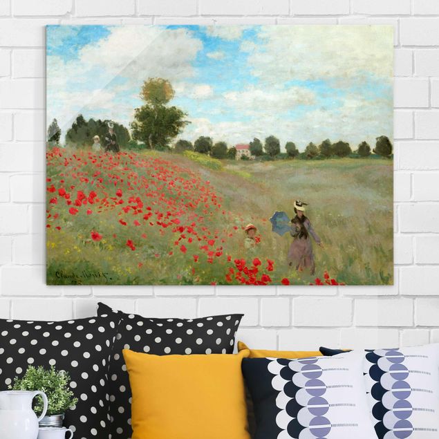 Glastavlor vallmor Claude Monet - Poppy Field Near Argenteuil