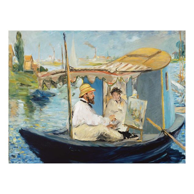 Tavlor konstutskrifter Edouard Manet - Claude Monet Painting On His Studio Boat