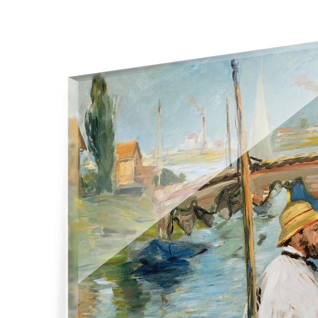 Tavlor modernt Edouard Manet - Claude Monet Painting On His Studio Boat