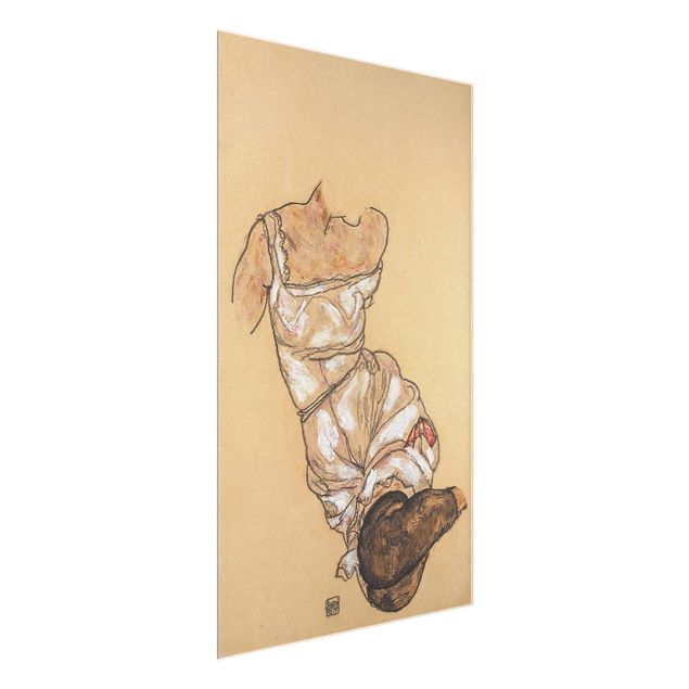 Konststilar Egon Schiele - Female torso in underwear and black stockings