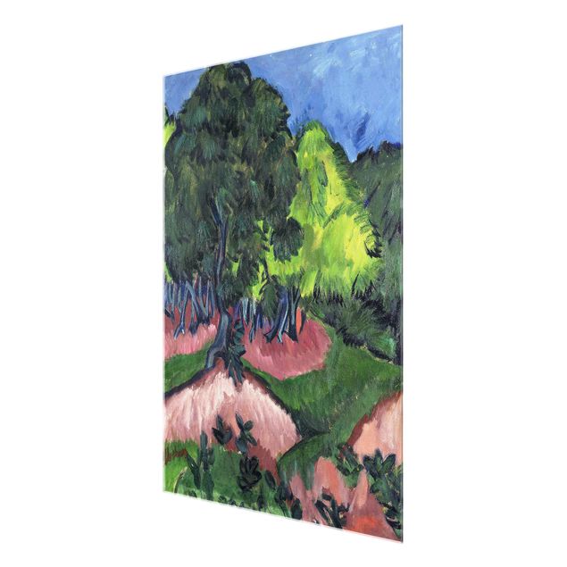 Glastavlor landskap Ernst Ludwig Kirchner - Landscape with Chestnut Tree