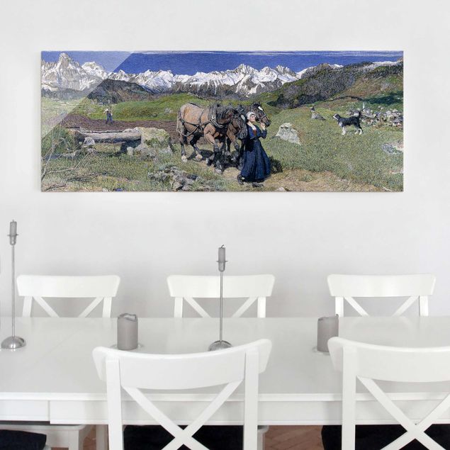 Glastavlor bergen Giovanni Segantini - Spring In The Alps