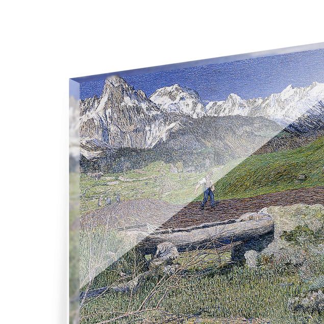 Glastavlor landskap Giovanni Segantini - Spring In The Alps