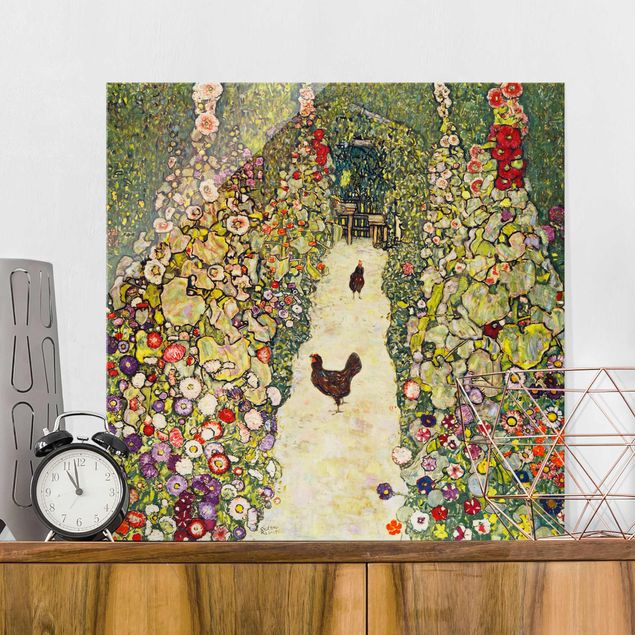 Konststilar Art Deco Gustav Klimt - Garden Path with Hens