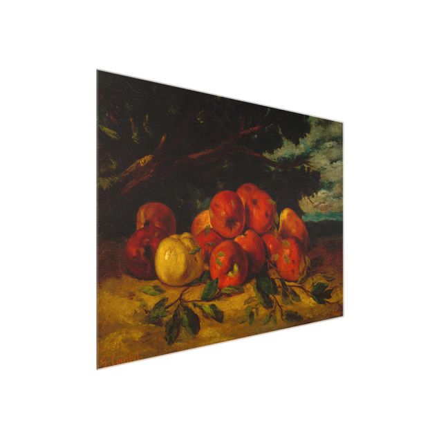 Tavlor konstutskrifter Gustave Courbet - Red Apples At The Foot Of A Tree
