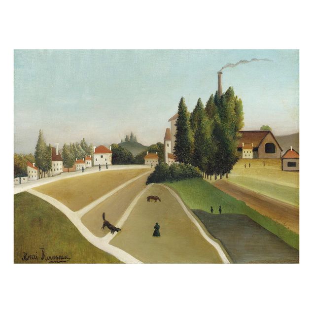 Tavlor modernt Henri Rousseau - Landscape With Factory