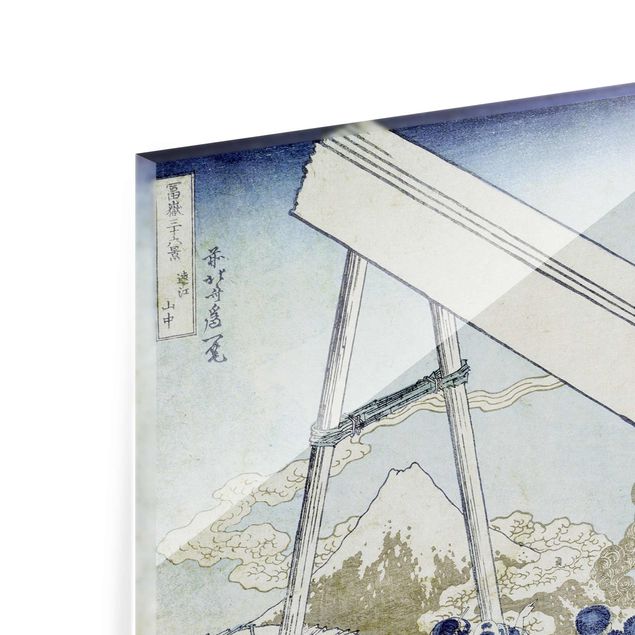 Glastavlor landskap Katsushika Hokusai - In The Totomi Mountains