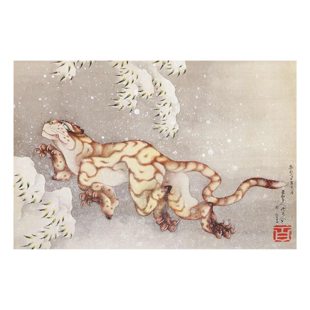 Glastavlor djur Katsushika Hokusai - Tiger in a Snowstorm