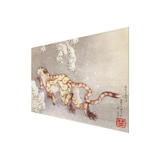 Tavlor konstutskrifter Katsushika Hokusai - Tiger in a Snowstorm