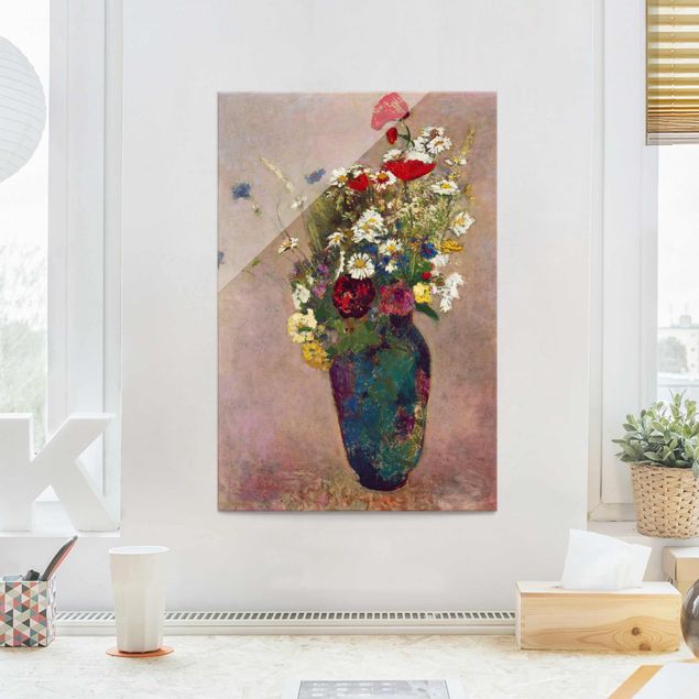Tavlor vallmor Odilon Redon - Flower Vase with Poppies