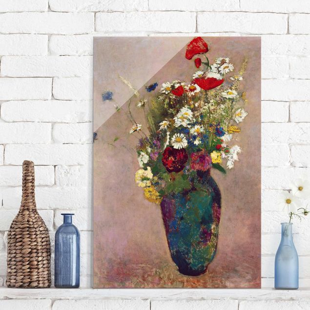 Glastavlor vallmor Odilon Redon - Flower Vase with Poppies