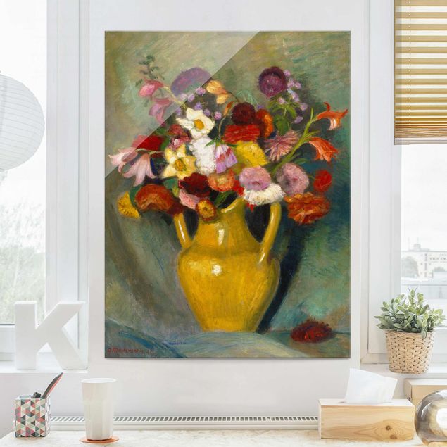 Kök dekoration Otto Modersohn - Colourful Bouquet in Yellow Clay Jug