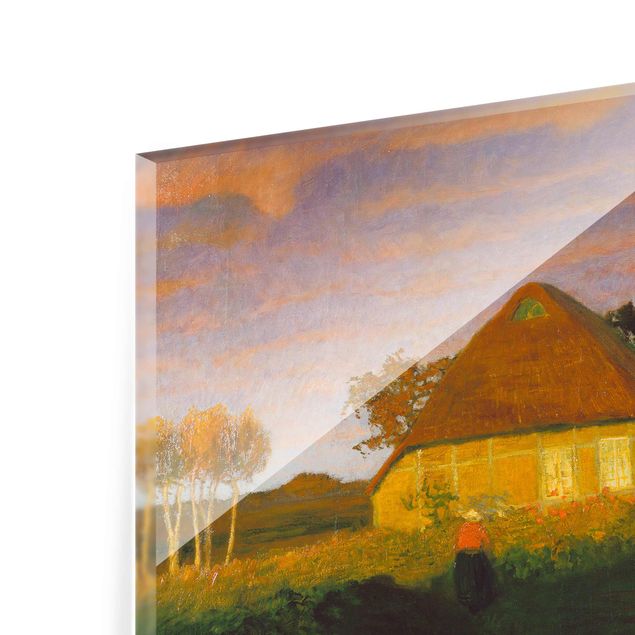 Tavlor konstutskrifter Otto Modersohn - Moor Cottage in the Evening Sun