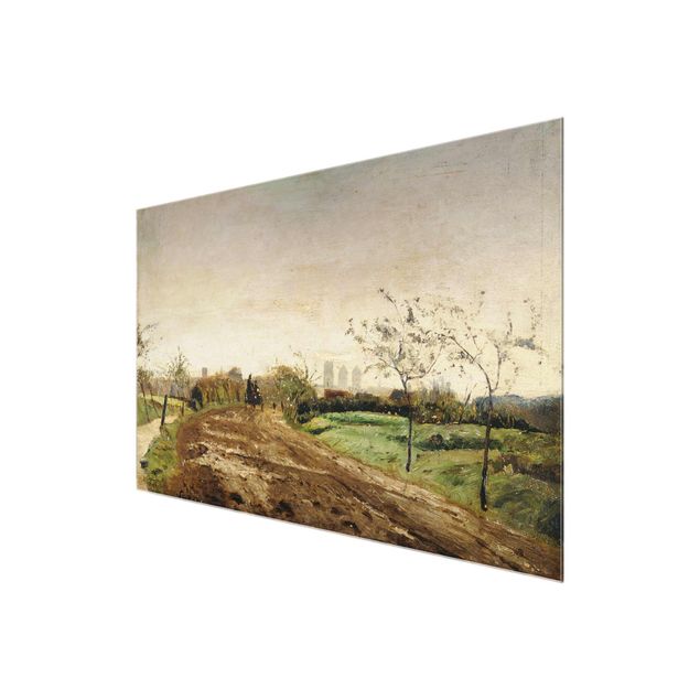 Glastavlor landskap Otto Modersohn - Morning Landscape with Carriage near Münster