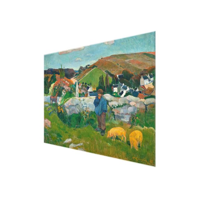 Glastavlor landskap Paul Gauguin - The Swineherd
