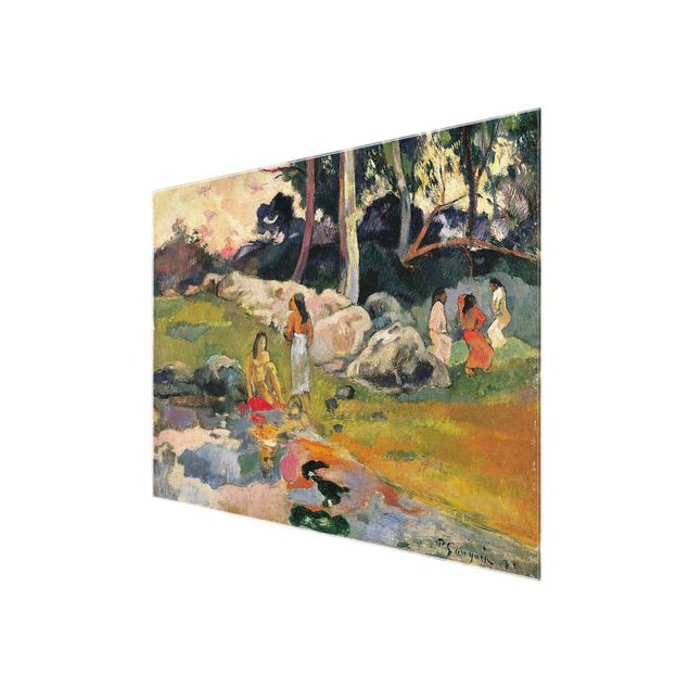 Glastavlor landskap Paul Gauguin - Women At The Banks Of River