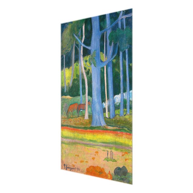 Tavlor landskap Paul Gauguin - Landscape with blue Tree Trunks