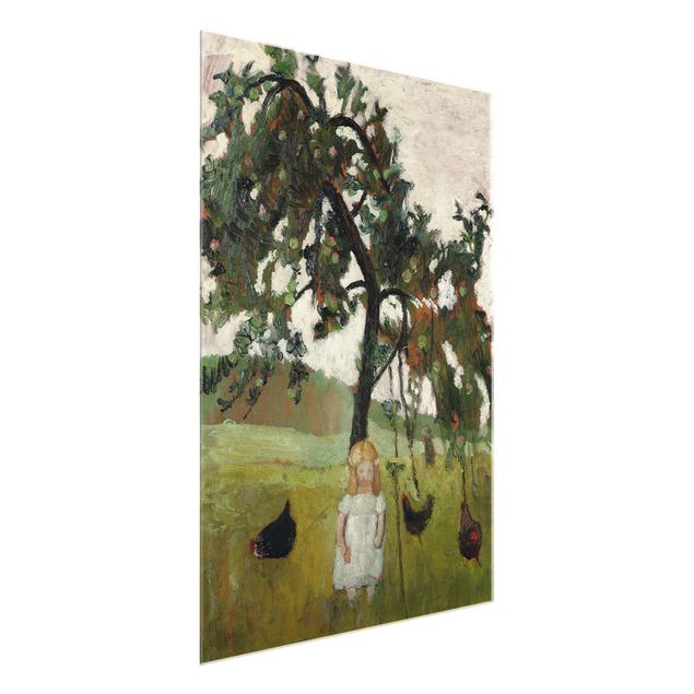 Konststilar Paula Modersohn-Becker - Elsbeth with Chickens under Apple Tree