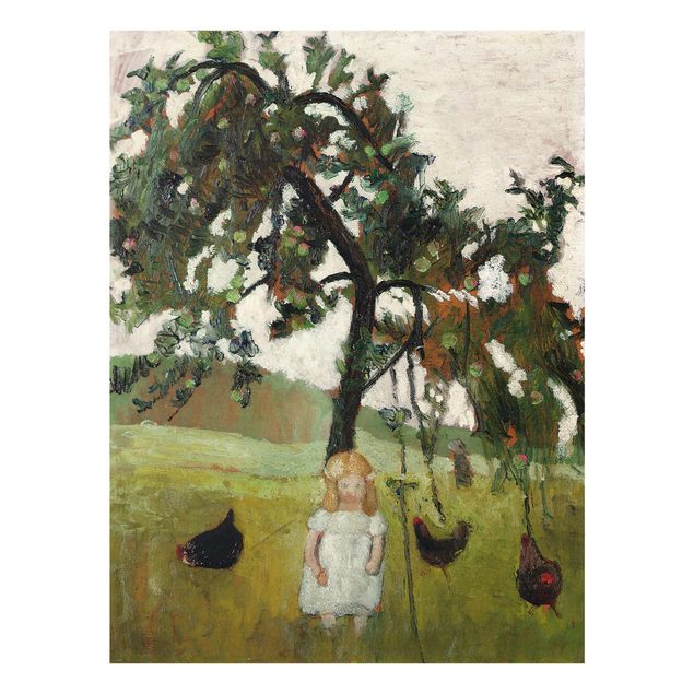 Tavlor konstutskrifter Paula Modersohn-Becker - Elsbeth with Chickens under Apple Tree