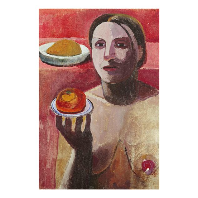 Tavlor konstutskrifter Paula Modersohn-Becker - Semi-nude Italian Woman with Plate