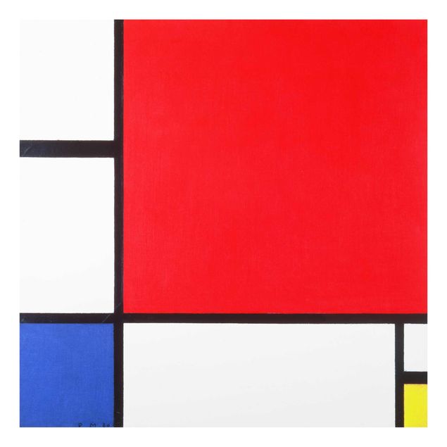 Glastavlor abstrakt Piet Mondrian - Composition With Red Blue Yellow